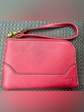 Frye & Co Compact Red Leather Wristlet Wallet with Detachable Strap